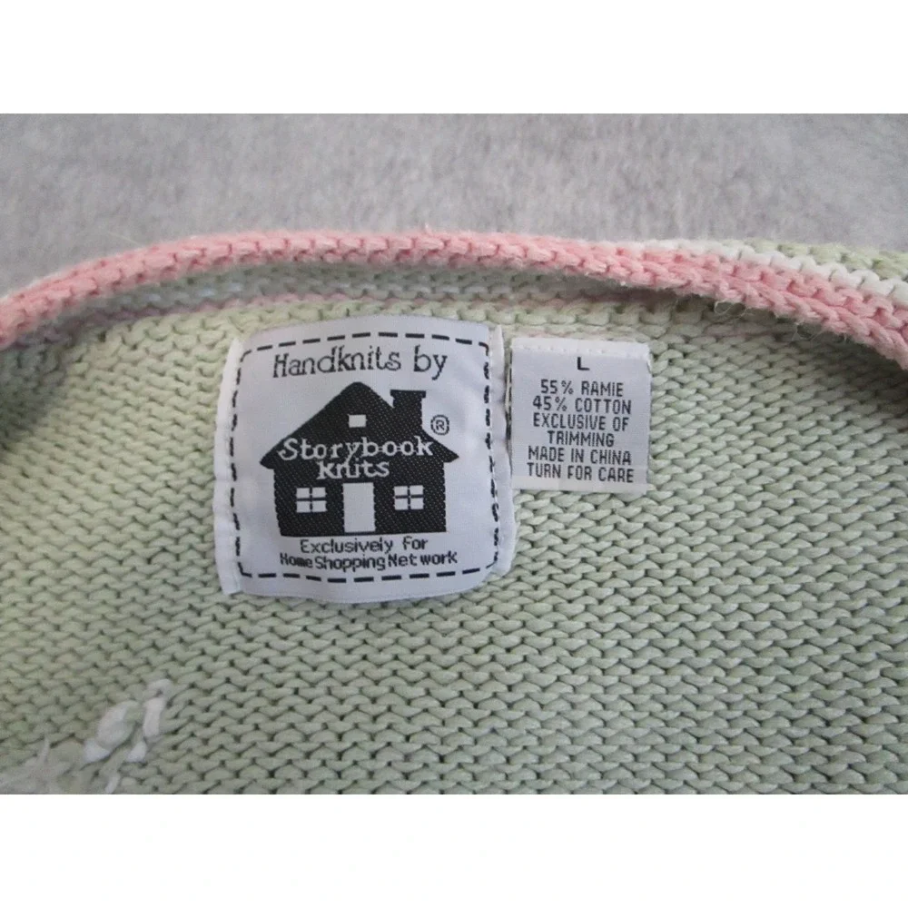 Vintage Storybook Knits Cardigan Womens LGreen Handknits‎ Sweater Cottagecore